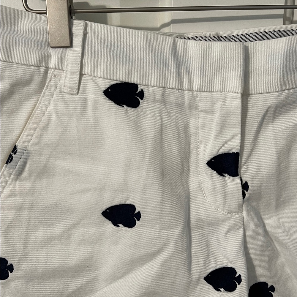J. Crew Chino Shorts, size 6, Embroidered Fish - Picture 2 of 4
